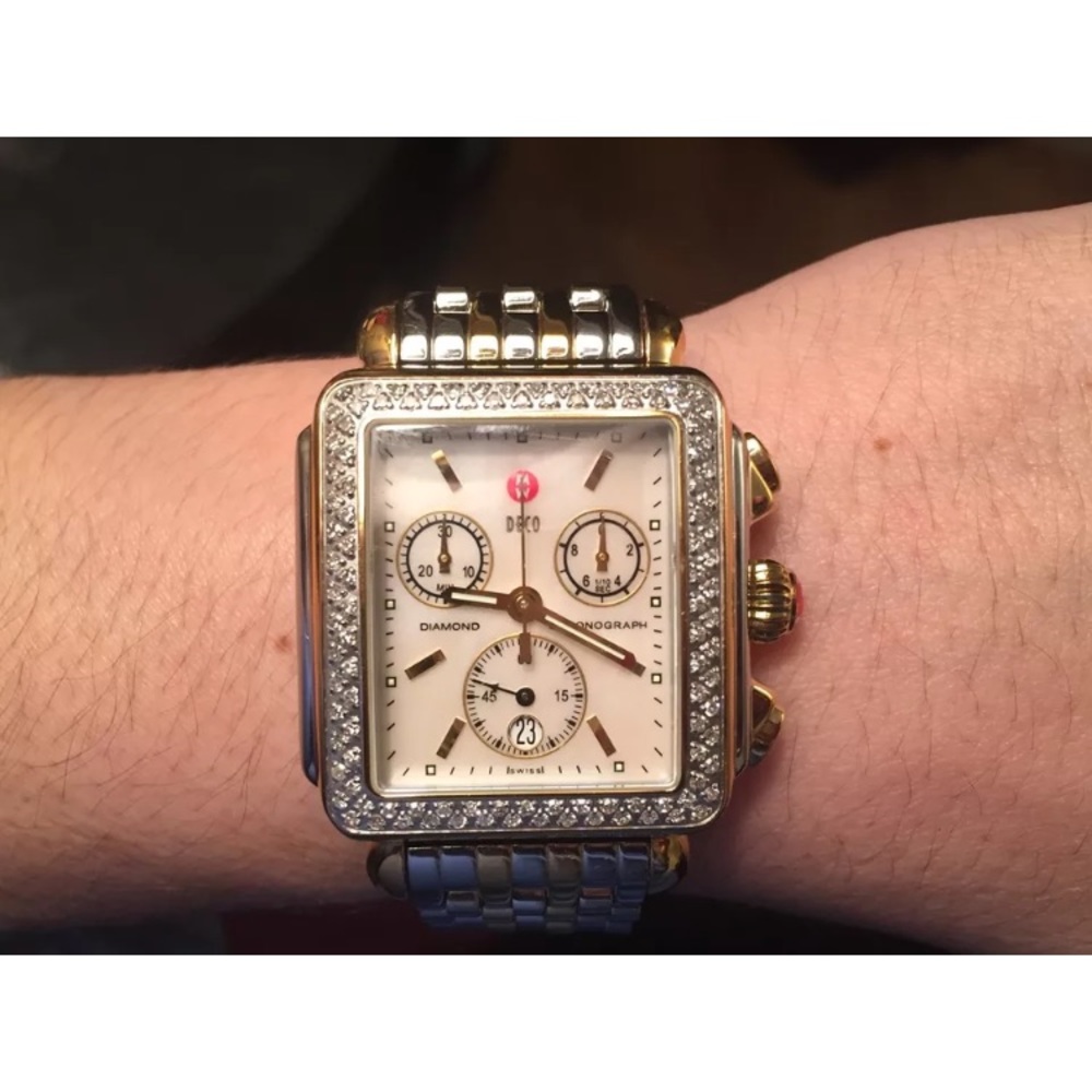 Michele Signature Two Tone Diamond Watch